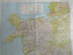 Vintage Bartholomew’s RAC Motoring Map of Wales dated 1965