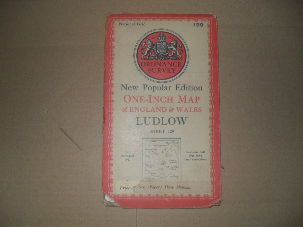 LUDLOW OLD ORDNANCE SURVEY MAP. No. 129. 1947 EDITION.