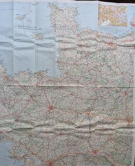 Vintage Bartholomew Euro Paper Map of Brittany + West Normandy