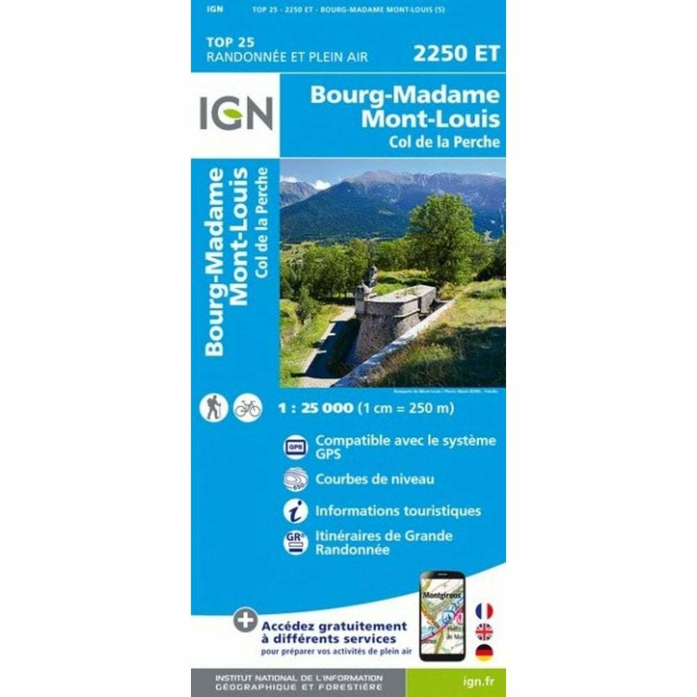 France 1:25K map 2250ET: Bourg-Madame Mont-Louis & Col de la Perche