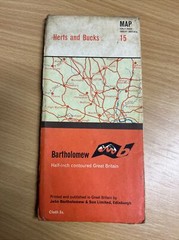 HERTS AND BUCKS Bartholomew – Half Inch Cloth Map 1963 No 15 St Albans Luton