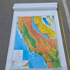3 in 1 Vintage Rand McNally School Maps California, World & Political 66×50″