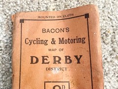 VINTAGE BACONS CYCLING & MOTORING MAP OF DERBY