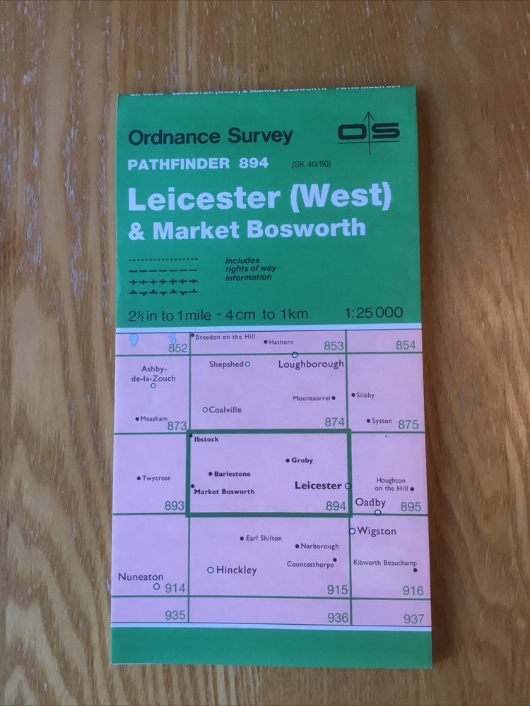 1987 Ordnance Survey Pathfinder Map 894 SK40/50 Leicester West & Market Bosworth