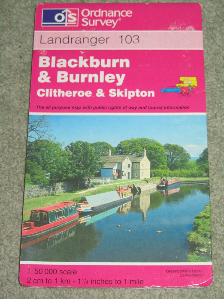 OS Ordnance Survey Landranger Map Sheet 103 Blackburn & Burnley – 1998