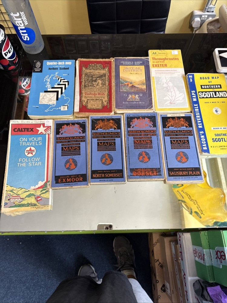 Vintage UK Road Map Bundle x10 Ordnance Survey Bartholomew’s Dorset