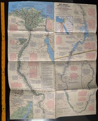 Vtg 1965 National Geographic Map NILE VALLEY – LAND OF THE PHARAOHS Egypt