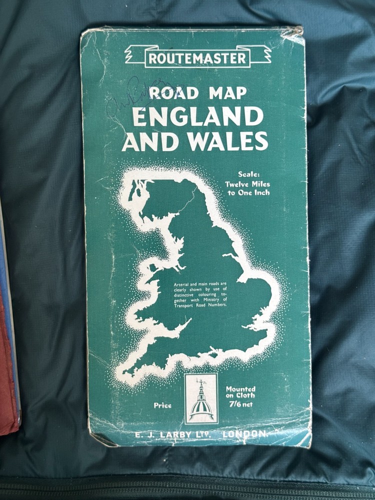 Vintage Routemaster Road Map England & Wales Paper Map , 1950’s approx