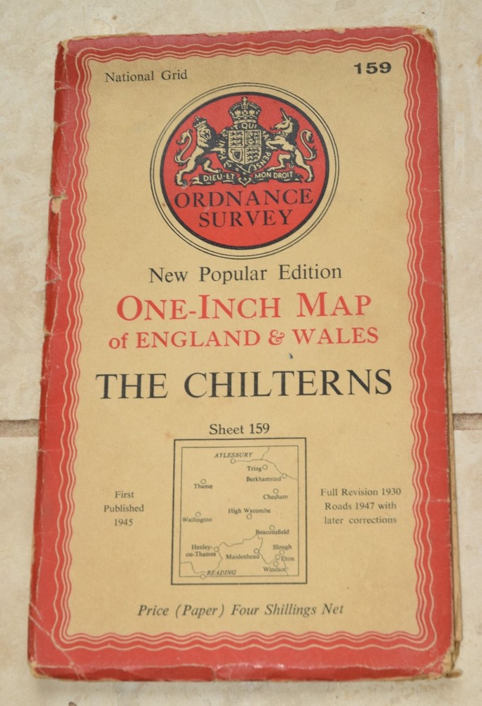 Ordnance Survey One-Inch Map 159 THE CHILTERNS New Popular 6th Edition 1945