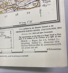 One Inch Ordnance Survey Map Sheet 177 Taunton & Lyme Regis 1946 Paper Vintage
