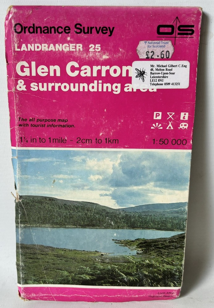 Ordnance Survey Landranger Map – Glen Carron – Sheet 25 – 1985