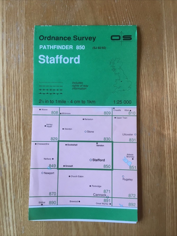 1977 Ordnance Survey Pathfinder Map 850 SJ 82/92 Stafford (incl Eccleshall )