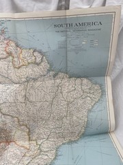 Vintage National Geographic Map South America December 1937