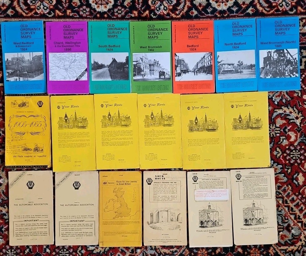 Job Lot 19 Old Ordnance Survey & 50s PERSONAL AA Maps WEST BROMWICH BEDFORD -WB8