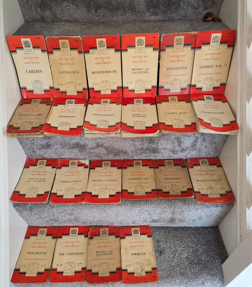 ordnance survey maps joblot of 22 maps