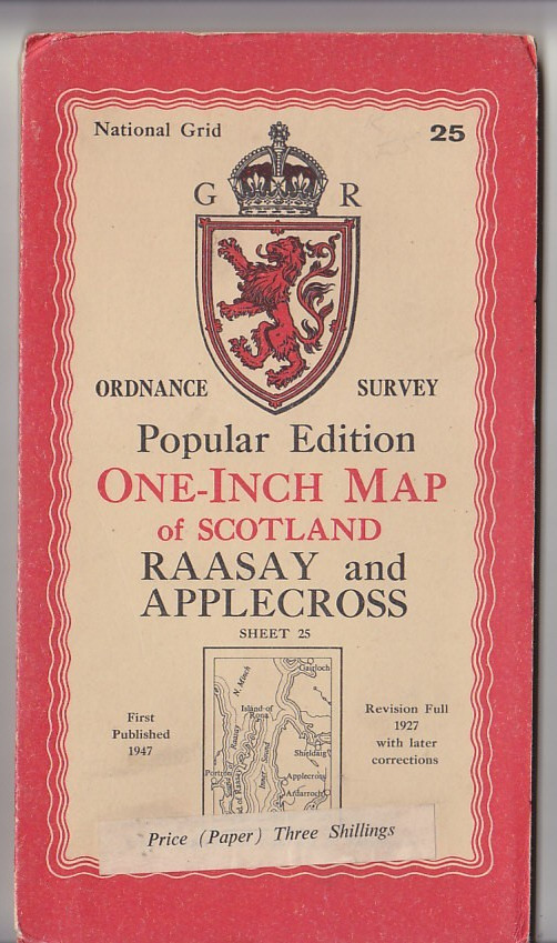 Ordnance Survey Map One Inch Scottish Popular Editon Sheet 25 Raasay, Applecross