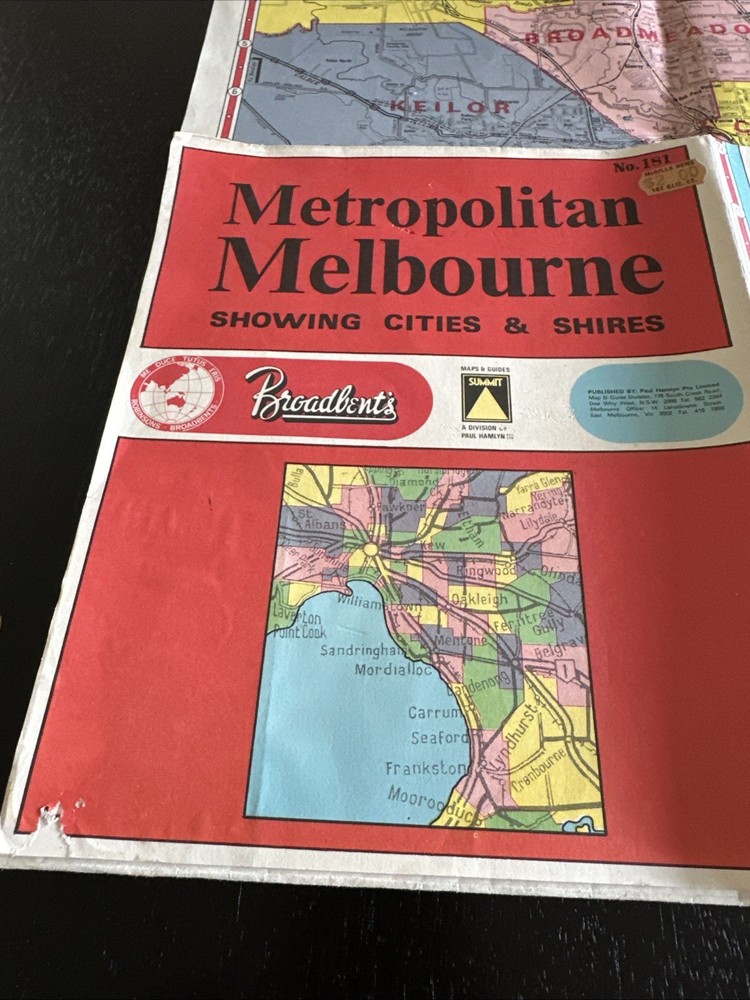 Metropolitan Melbourne Broadbent’s Map No. 181 Circa 1970’s