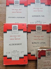 Job Lot – Ordnance Survey One Inch Maps (seventh series) x 9 [cloth mounted]