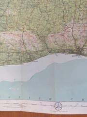 Vintage Bartholomew’s Ordnance Reduced Survey Map Sheet 32 Sussex Cloth Map