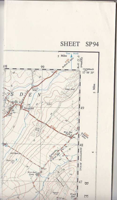 Ordnance Survey 1:25,000 First Series Map Sheet SP 96 Wellingborough (East)