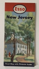 Vintage American 1950s ESSO Road Map NEW JERSEY with Pictorial Guide
