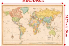 150×100cm World Map Poster School Home Decor Educational Tool Aid