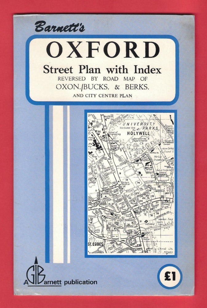 Barnett’s Street Plan with Index – Oxford – Road Map: Oxon Bucks Berks – c.1980s