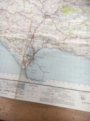 Vintage 1945 cloth backed ordnance survey map of Dorchester