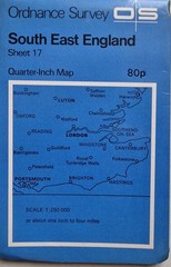 South East England. OS Sheet 17. Vintage Map. Ordnance Survey. Quarter-inch.