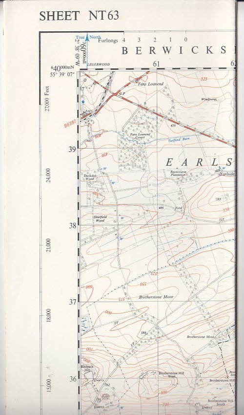 Ordnance Survey 1:25,000 First Series Map Sheet NT 63 Smailholm