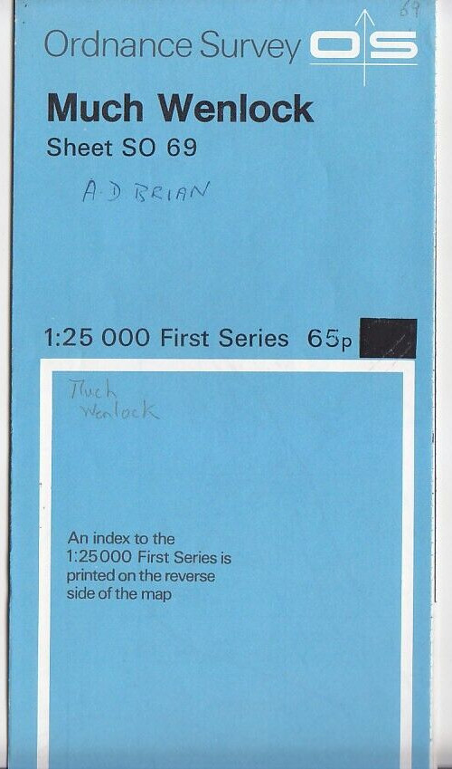 Ordnance Survey (OS) 1:25,000 First Series Map Sheet SO 69 Much Wenlock