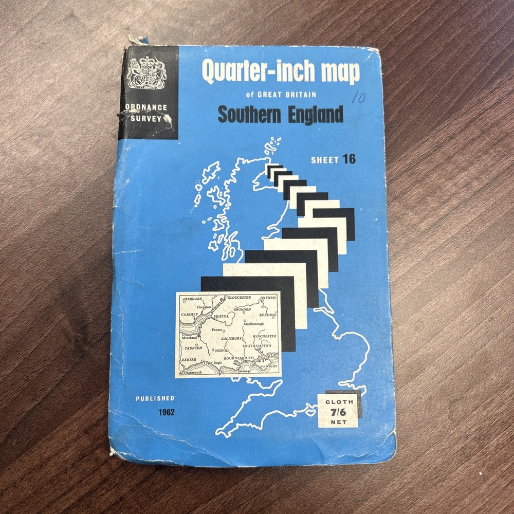 SOUTHERN ENGLAND 1962 CLOTH Ordnance Survey Quarter Inch Map Sheet 16 Bristol