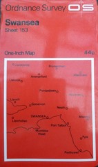 Swansea. Sheet 153. OS one inch Vintage Map. Ordnance Survey.