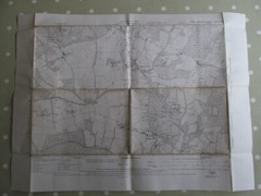 VINTAGE OS MAP OF NEWGATE STREET AREA HERTFORDSHIRE 1925 SIX INCHES TO ONE MILE