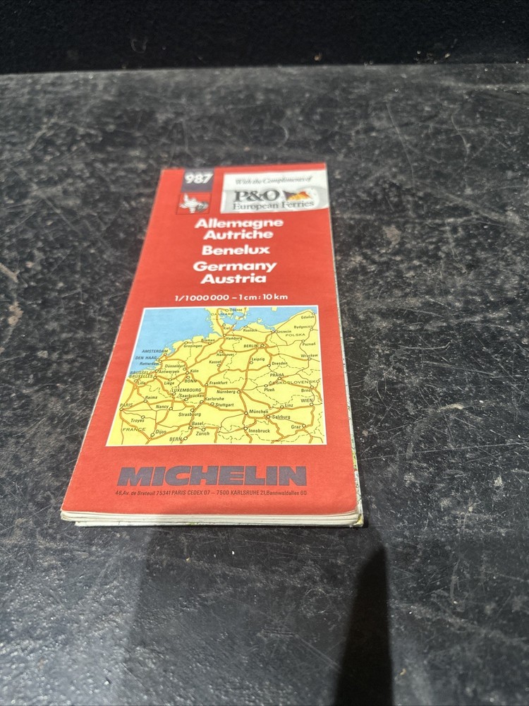 vintage Michelin Map 987 featuring Germany, Austria, and Benelux Ref Bb6
