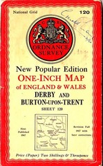 Ordnance Survey Map One Inch New Popular Ed Sheet 120 Derby & Burton-upon-Trent