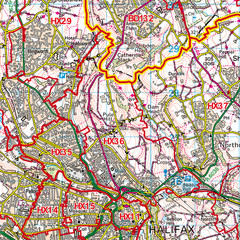 (G30) Map of Halifax HX Postcode Sectors, Poster of Halifax Postcodes