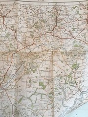 1933 Ordnance Survey One Inch Contoured Road Cloth Map 87 Ipswich (inc Aldeburgh
