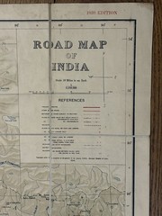 Road Map of India – 1″ = 50 miles – 1939 – single cloth sheet, excellent cond.