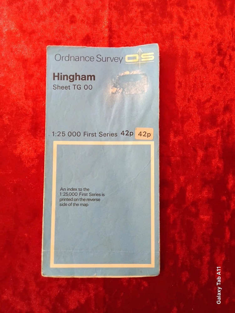 Vintage Ordnance Survey Map Hingham TG00 OS First Series 1950s Folding Map