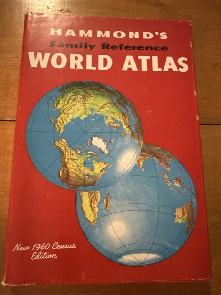 Hammond’s Family Reference World Atlas HB Vintage Illustrated Maps 1960 Census