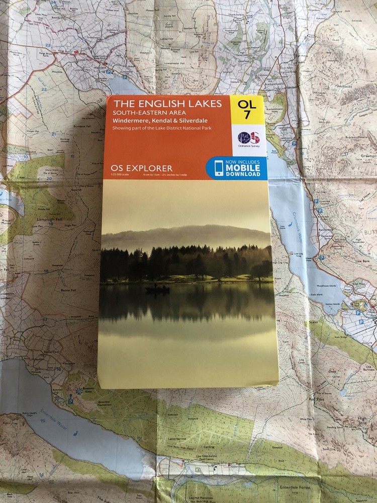 OS Map OL7 The English Lakes South-Eastern Area. Windermere, Ambleside, Grasmere