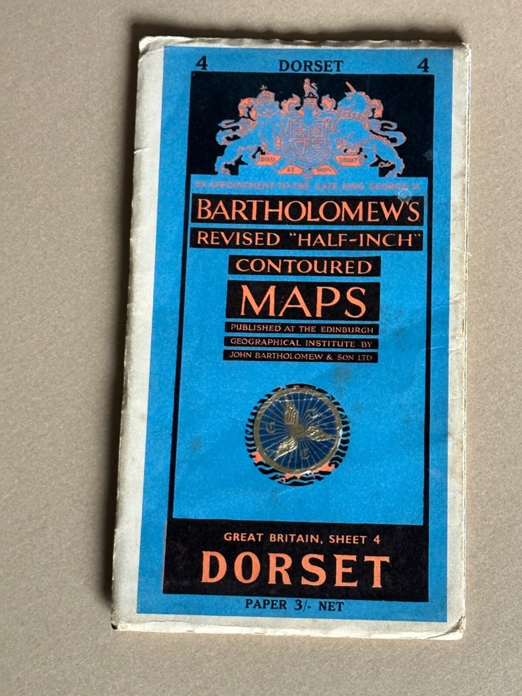 Vintage Bartholomews Half Inch Paper Map, Sheet 4, Dorset