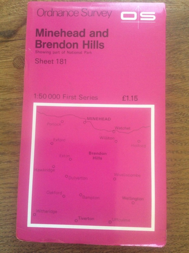 Minehead & Brendon Hills England OS Landranger GB Map 1:50000 First Series