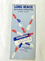 VINTAGE Road Map Long Beach & LA Southern Section Richfield Street Guide 1964