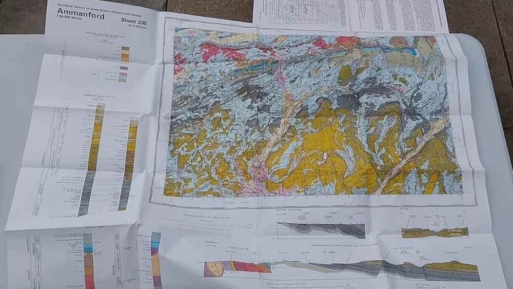 Ordnance Survey Geological Map, Ammanford, Drift Edition, Folded Map, Sheet 230