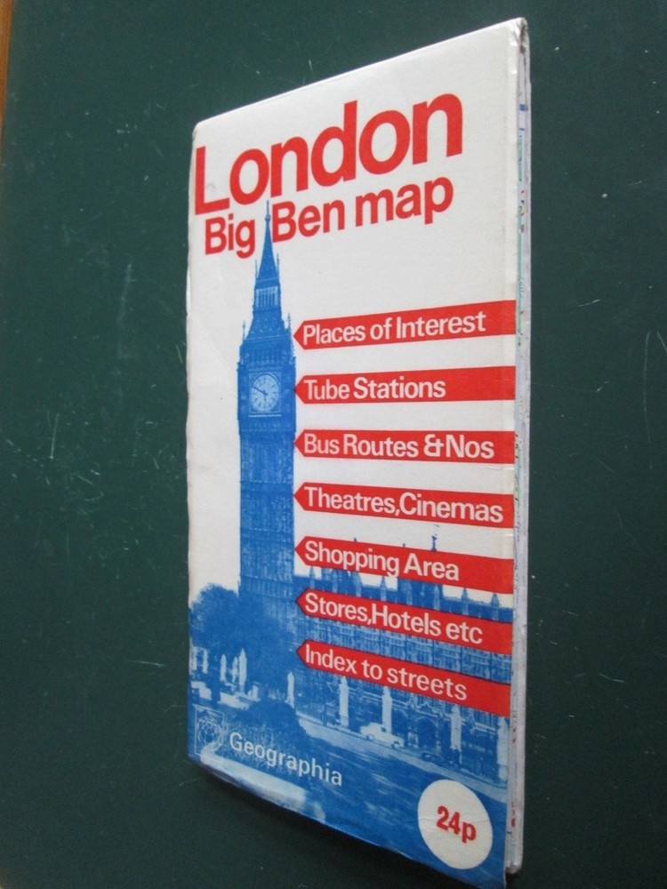 Geographia LONDON Big Ben Map Scale 5.5 inch to 1 mile