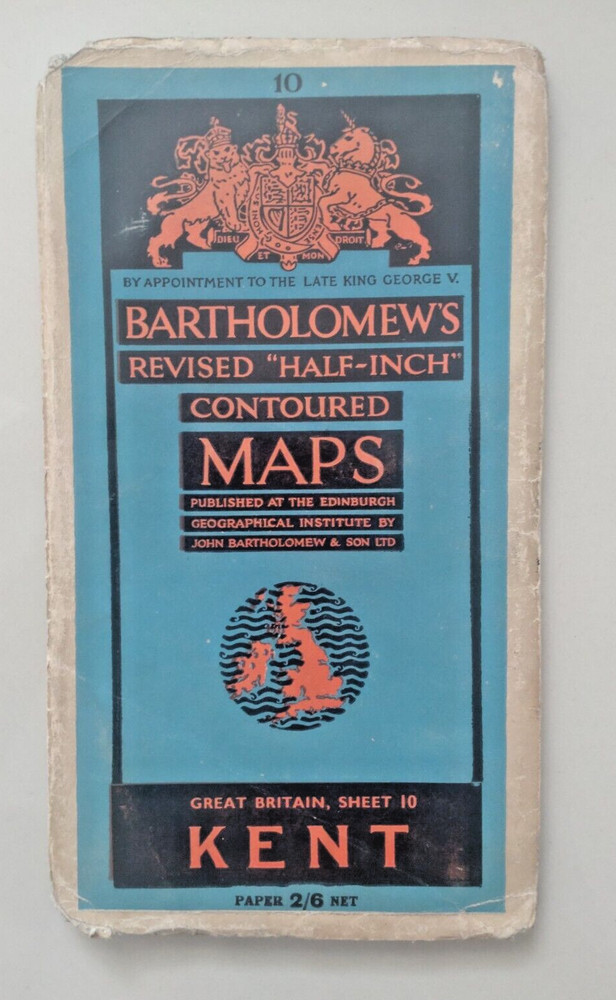 Kent Bartholomew’s Revised Half Inch Map Sheet 10 on Paper 1948