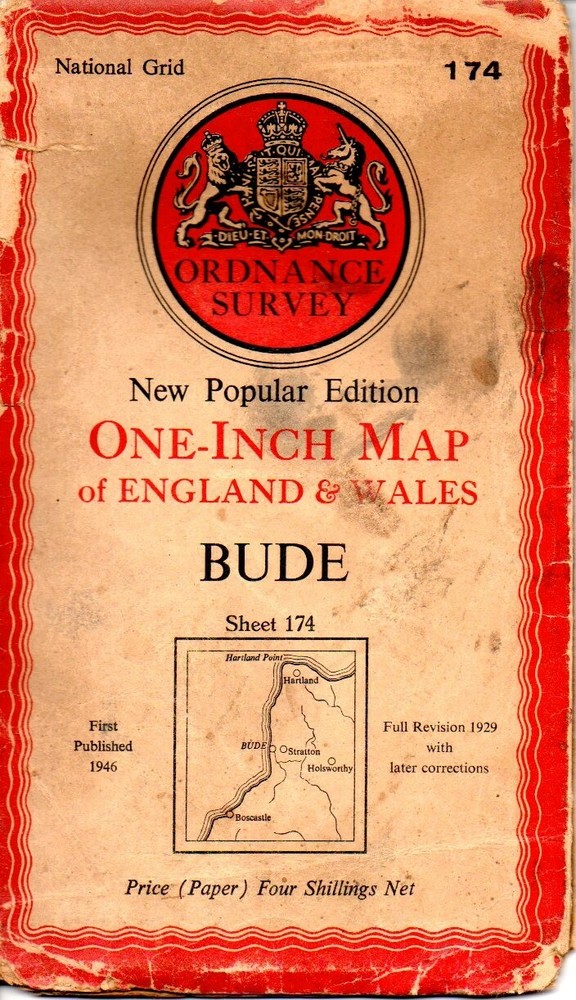 Ordnance Survey 174 Bude New Popular Edition 1946 OS map sheet