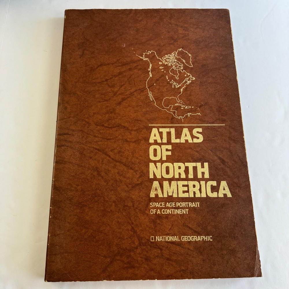 Vintage 1985 National Geographic Atlas of North America Space Age Maps Oversized